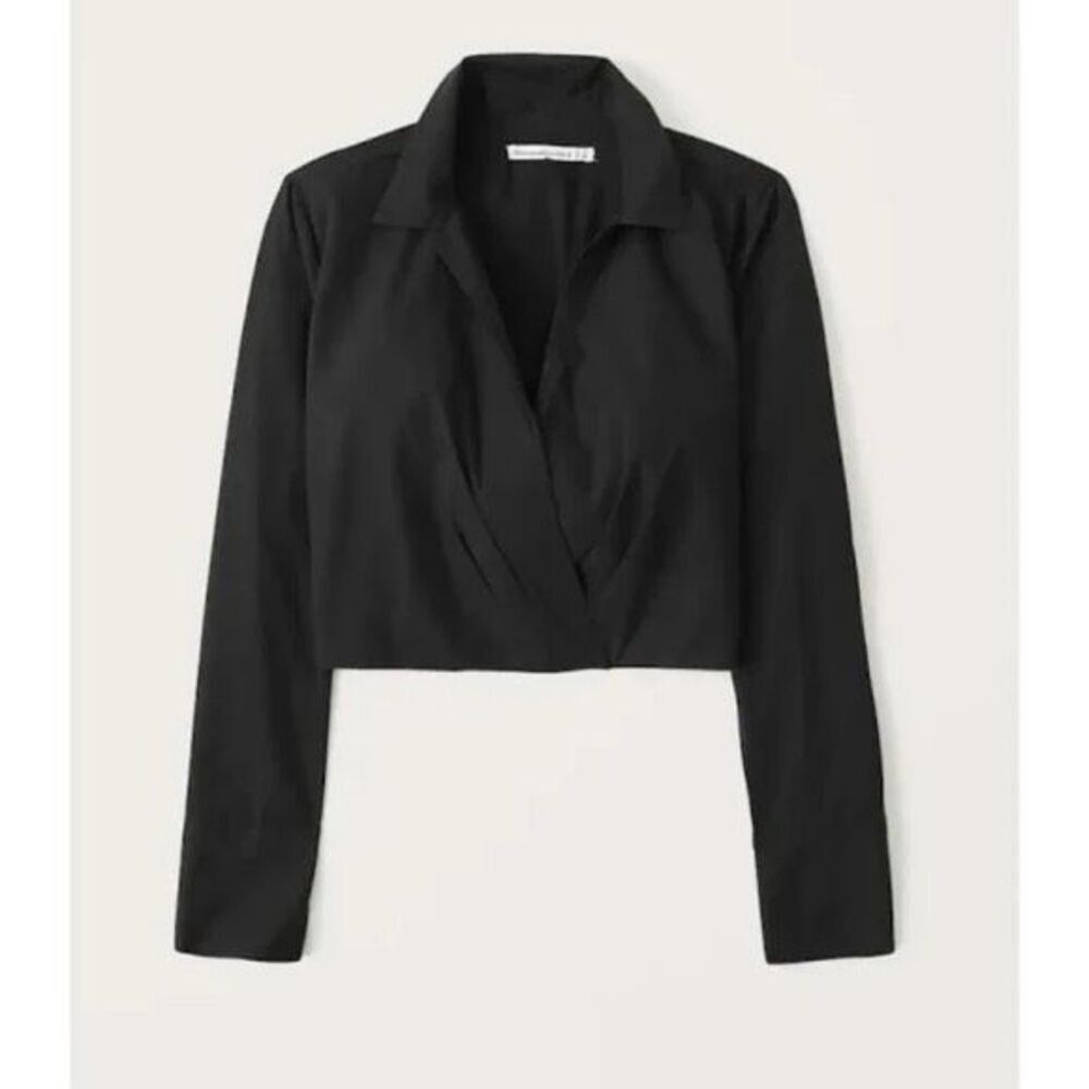 Abercrombie & Fitch Long Sleeve Poplin Wrap Top